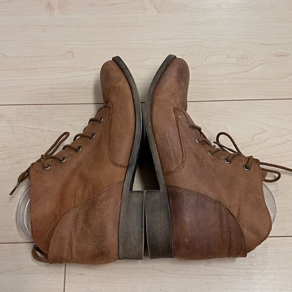Steve Madden Rubin Brown Genuine Leather Lace Up Ankle Combat Boots Sz 9.5 - Picture 3 of 10